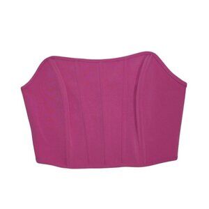 Sincerely Jules Pink Strapless Corset Top With Boning & Back Zip Fastening, S.